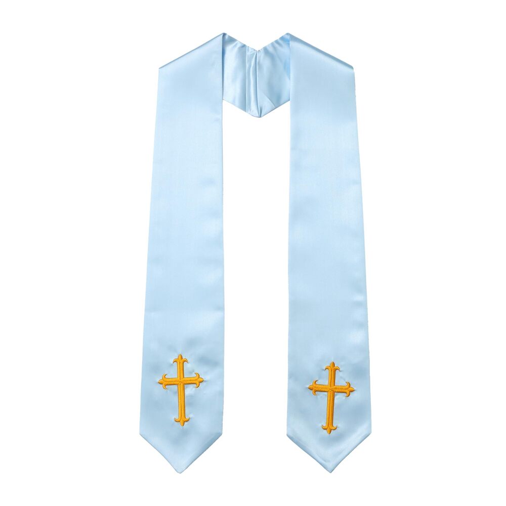 5370 Unisex Adult Clergy Stole with Embroidered Cross Wedding Stole Church